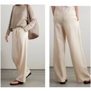 The Row Silk & Linen ''Dandy'' Pants in Ivory wide leg size 2
